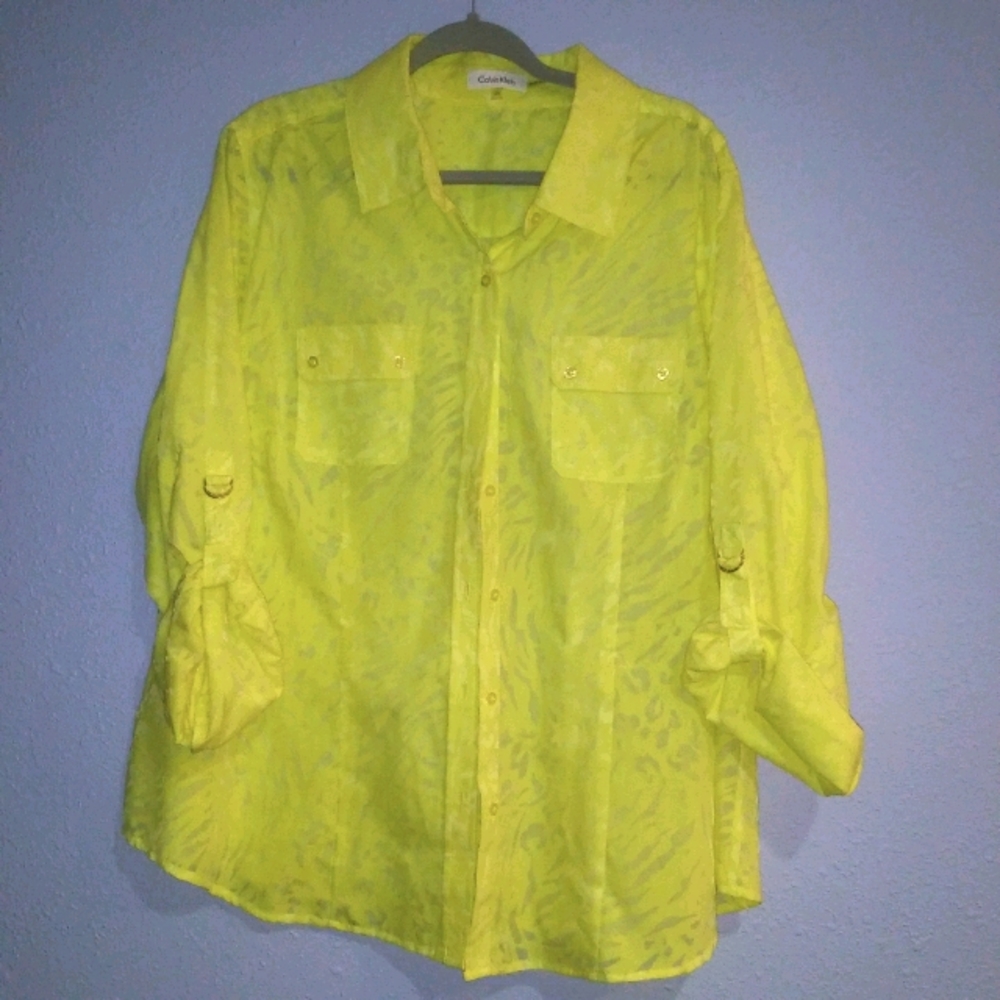 CK Lemon Tiger D Ring Blouse 2X